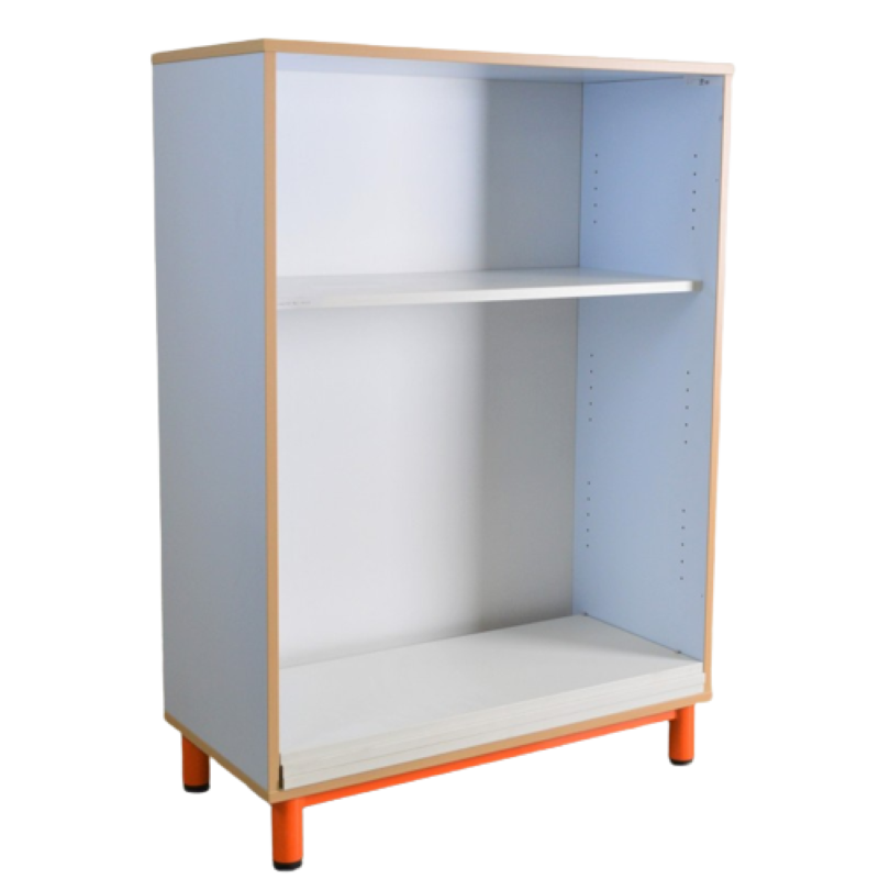 LAFA - Bibliothèque Meuble Etagère 4 Pieds 127x43x90cm Bleu, Bois, Orange LAFA - Bibliothèque Meuble Etagère 4 Pieds 127x43x90cm Bleu, Bois, Orange