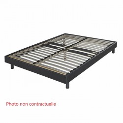 Sommier A Lattes Sur Pieds 140x190cm SOMKIT 3 Cendre Ashen
