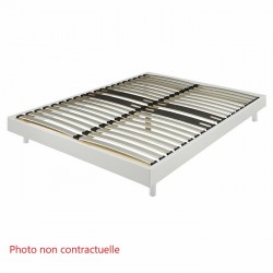 Sommier A Lattes Sur Pieds 140x190cm SOMKIT 3 Blanc - F12105