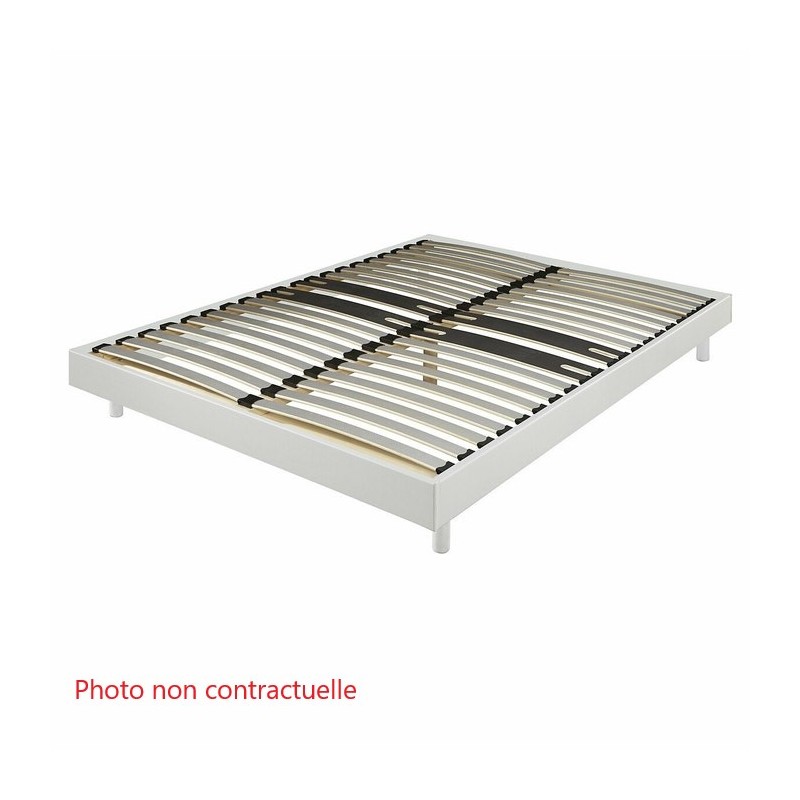 Sommier A Lattes Sur Pieds 140x190cm SOMKIT 3 Blanc - F12105