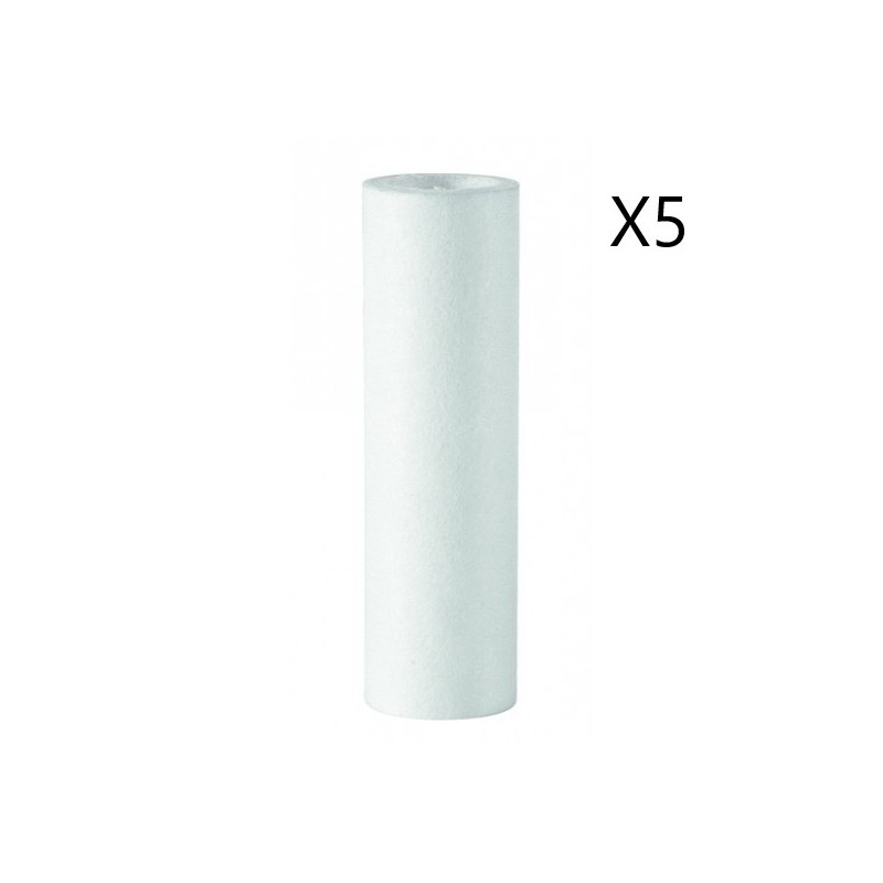 Lot de 5 Cartouches de Filtration Anti-Impuretés Compressée 9" 3/4 Extrudé 20µ Lot de 5 Cartouches de Filtration Anti-Impuretés Compressée 9" 3/4 Extrudé 20µ