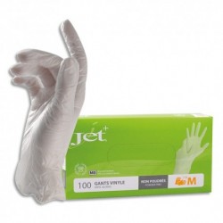 1000 Gants Médicaux JET+ Vinyle Transparents