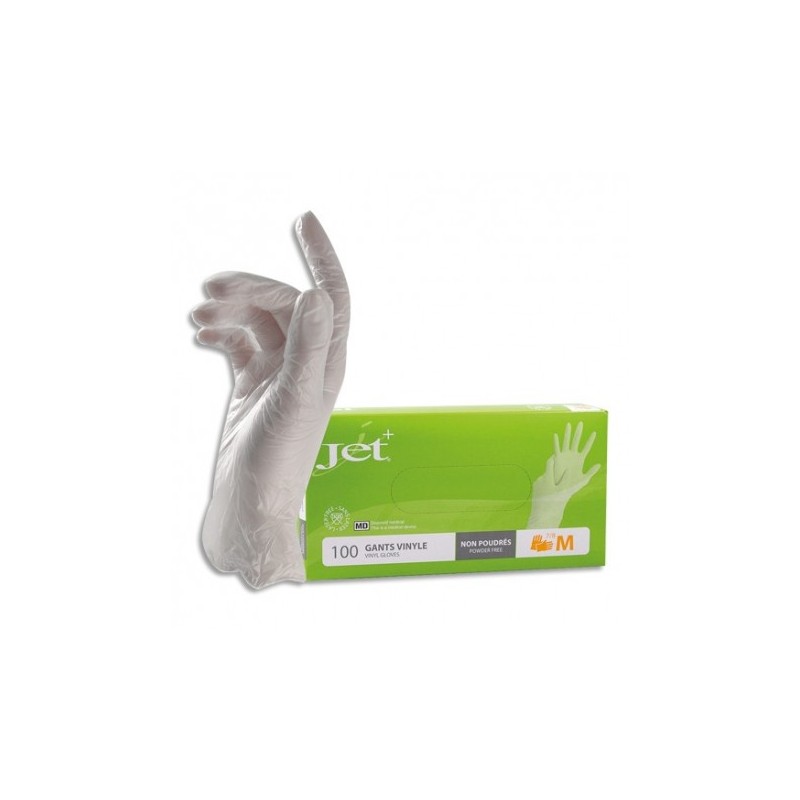 JET+ - Gants Vinyle Transparents Médicaux Non Poudrés - 07GV0748U