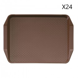 Lot de 24 Plateaux de Restauration Rectangulaire Avec Poignées CAMBRO en Polypropylène Marron 30x41cm
