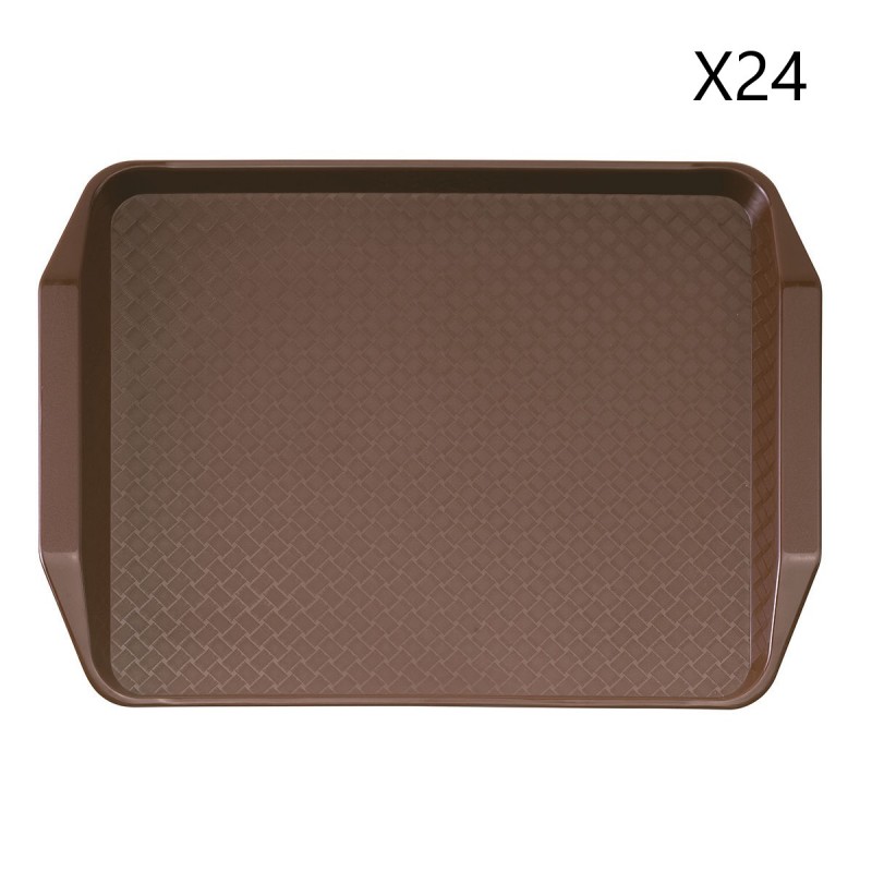 Lot de 24 Plateaux de Restauration Rectangulaire Avec Poignées CAMBRO en Polypropylène Marron 30x41cm Lot de 24 Plateaux de Restauration Rectangulaire Avec Poignées CAMBRO en Polypropylène Marron 30x41cm