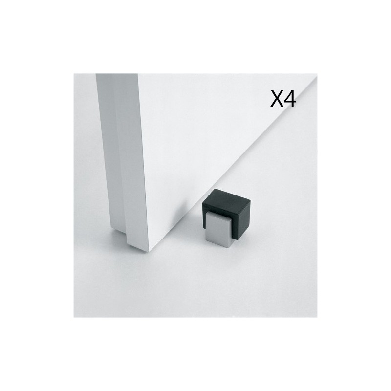 Lot de 4 Butées de Porte au Sol CONFALONIERI 30x30mm Chrome Satiné Lot de 4 Butées de Porte au Sol CONFALONIERI 30x30mm Chrome Satiné