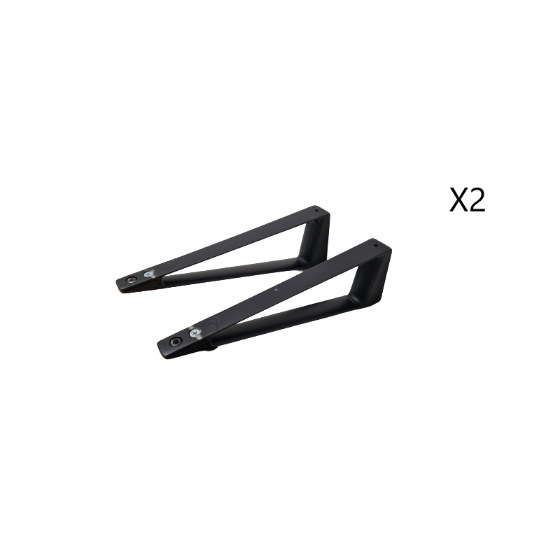 Lot de 2 Supports d'étagères Triangle CONFALONIERI Pour Plateaux en Bois 230x71x27mm Noir