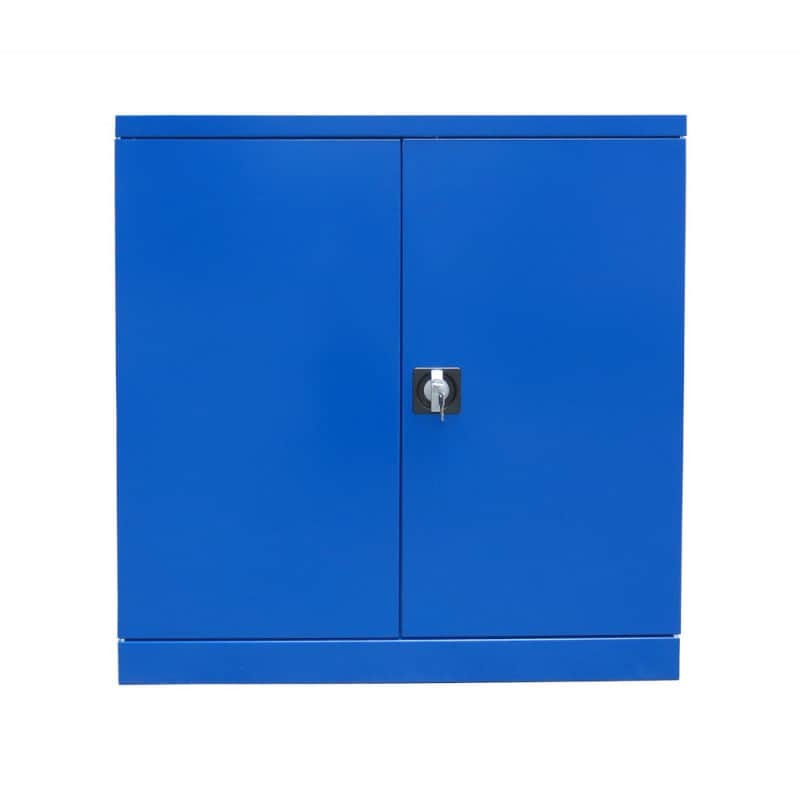Armoire Basse d'Atelier 2 Tablettes Avec Portes Battantes Bleue Armoire Basse d'Atelier 2 Tablettes Avec Portes Battantes Bleue