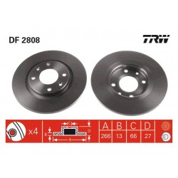 Lot de 2 Disques de Frein Avant TRW Pour Citroën et Peugeot