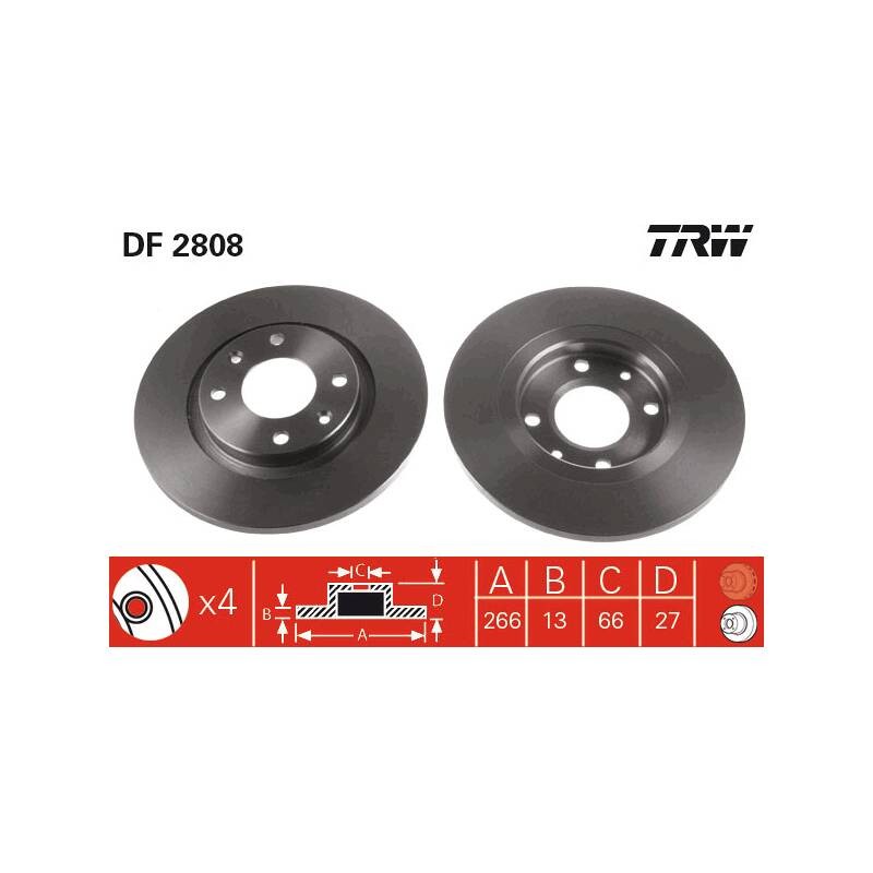 Lot de 2 Disques de Frein Avant TRW Pour Citroën et Peugeot Lot de 2 Disques de Frein Avant TRW Pour Citroën et Peugeot