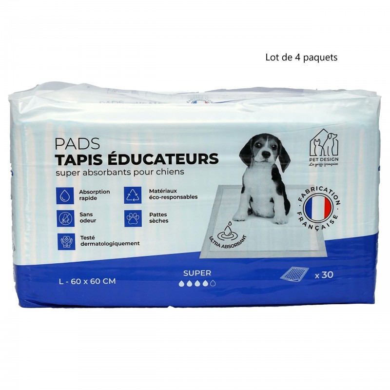 Tapis Educateur Absorbant Réutilisable Lavable pour Chiot et Chien Gris