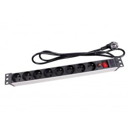 Bloc Multiprise pour Rack 19" PEREL pour 8 Prises