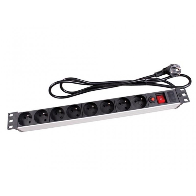 Bloc Multiprise pour Rack 19" PEREL pour 8 Prises