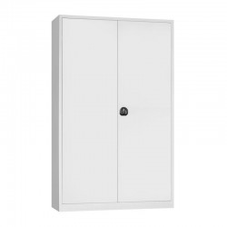 Armoire Haute Monobloc à Portes Battantes CARAY 4 Etagères Grise 1200x420x1945mm