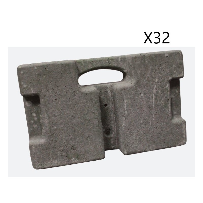 Lot de 32 Plots Bétons Armés Pour Garde-Corps Lesté 20kg Lot de 32 Plots Bétons Armés Pour Garde-Corps Lesté 20kg