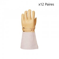 Paquet 12 Paires de Sur-Gants Electricien Cuir Hydrofuge COVERGUARD Avec Manchette 15cm Taille 10