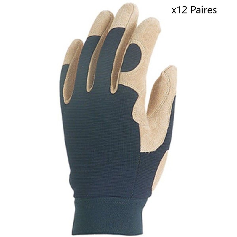 Paquet 12 Paires de Gants Manutention COVERGUARD Eurostrong en Fleur de Porc Renforcé Taille 9