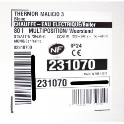 MALICIO 3 Connecté plat - Blanc - 40, 65 ou 80 litres [- Chauffe-eau  Anti-corrosion Stéatite - Thermor]