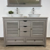 Meuble Sous Vasque de Salle de Bain COLLIN ARREDO Bohème 120cm Bois Mindi Gris