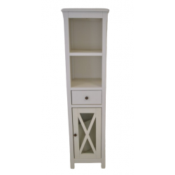 Colonne de Salle de Bain Avec Porte Vitrée COLLIN ARREDO Bohême 147cm Blanche Bois Mindi