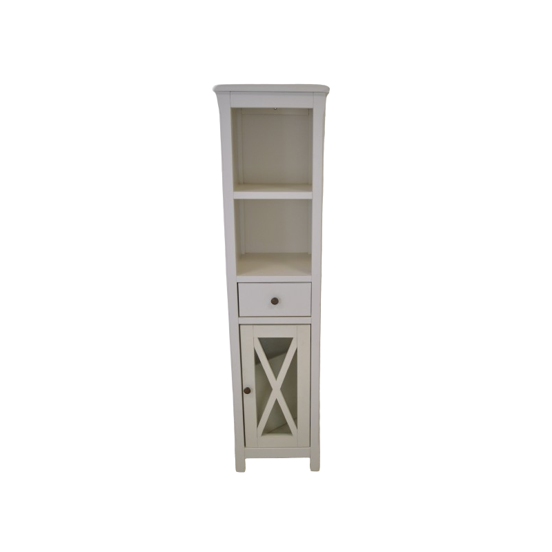 Colonne de Salle de Bain Avec Porte Vitrée COLLIN ARREDO Bohême 147cm Blanche Bois Mindi