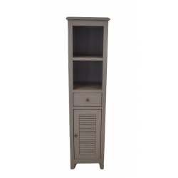 Colonne de Salle de Bain Avec Porte Persienne COLLIN ARREDO Bohême 147cm Grise Bois Mindi