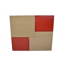 Meuble Sous-Vasque Suspendu de Salle de Bain COLLIN ARREDO Kubic 4 Portes 80cm Bois/Rouge