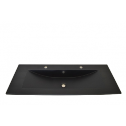Plan Vasque Double Robinets à Encastrer 120cm COLLIN ARREDO Noir en Pierre de Synthèse Evermite