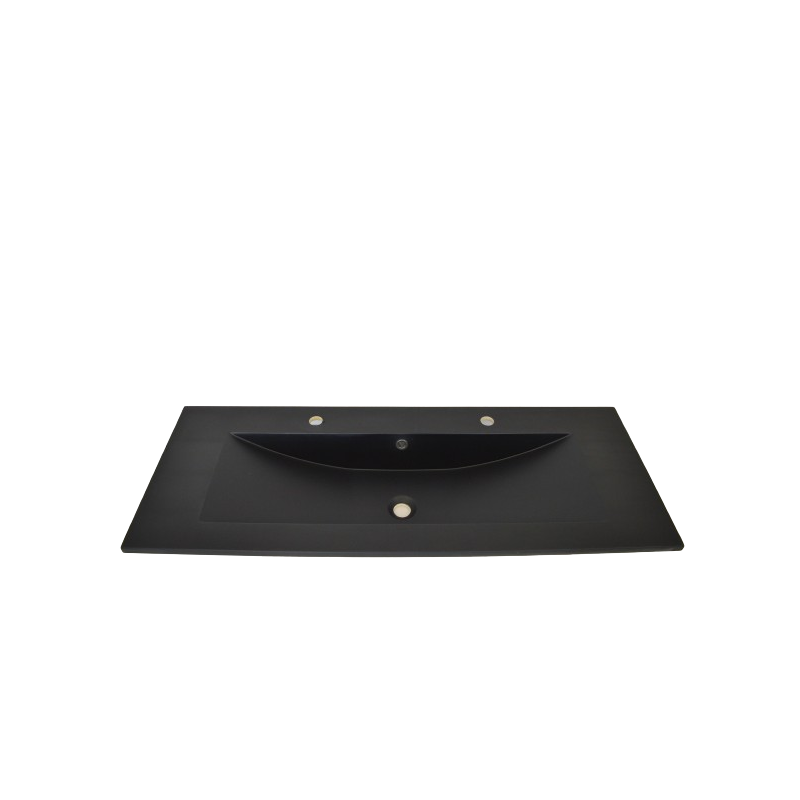 Plan Vasque Double Robinets à Encastrer 120cm COLLIN ARREDO Noir en Pierre de Synthèse Evermite