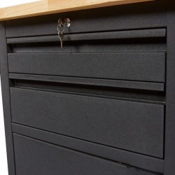 Etabli d'Atelier Noir Métallique FEROCE avec 2 tiroirs