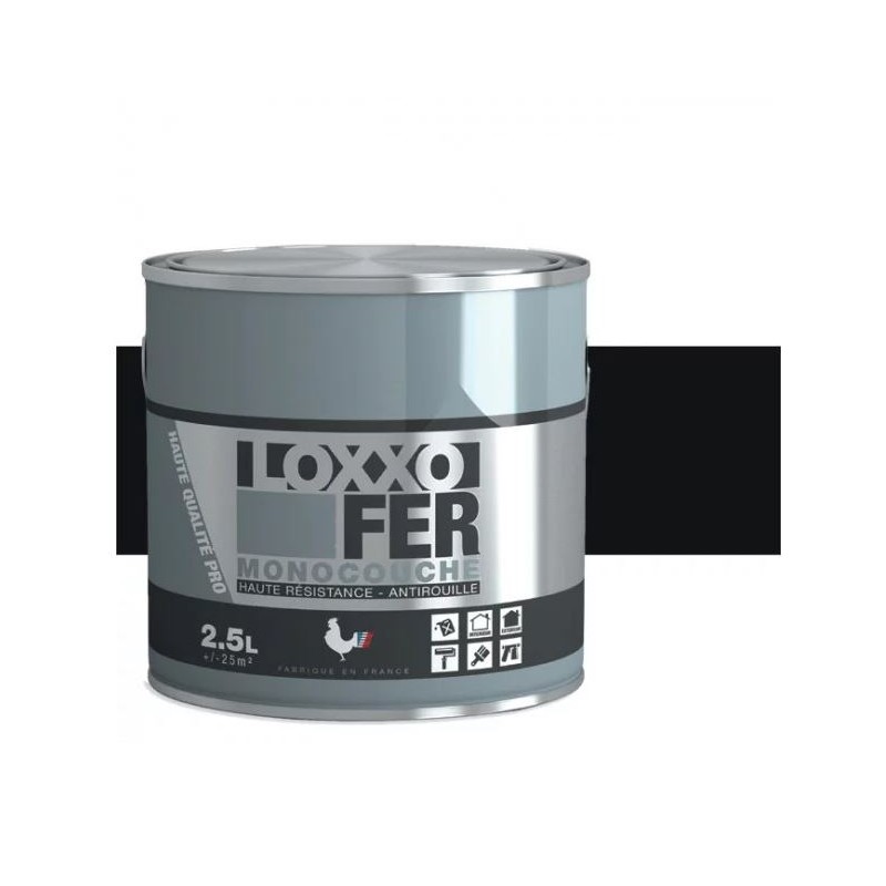 LOXXO - Pot 2,5L Peinture Monocouche Spécial Fer Noir Brillant 230720