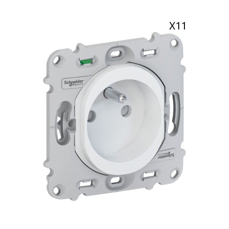 Lot de 11 Prises de Courant Avec Terre SCHNEIDER Ovalis 2P+T 16A Sans Plaque de Finition Blanc Lot de 11 Prises de Courant Avec Terre SCHNEIDER Ovalis 2P+T 16A Sans Plaque de Finition Blanc