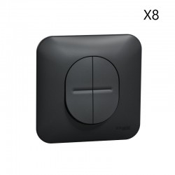 Lot de 8 Interrupteurs Double Va et Vient SCHNEIDER Ovalis 10AX Avec Plaque de Finition Anthracite