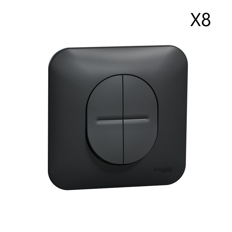 Lot de 8 Interrupteurs Double Va et Vient SCHNEIDER Ovalis 10AX Avec Plaque de Finition Anthracite Lot de 8 Interrupteurs Double Va et Vient SCHNEIDER Ovalis 10AX Avec Plaque de Finition Anthracite