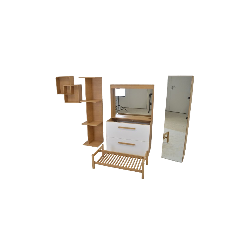 Ensemble Meubles de Salle de Bain ALGOREL Effet Bois et Blanc Ensemble Meubles de Salle de Bain ALGOREL Effet Bois et Blanc