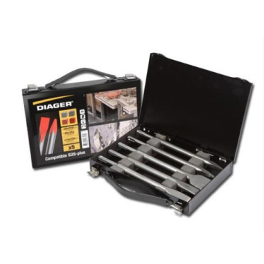 Mallette 5 Pics et Burins en Acier DIAGER pour Perforateur SDS-Plus