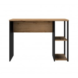 Bureau Soan DIAGONE Style Industriel à 2 Étagères 107x56x75cm Imitation Chêne Helvezia et Noir