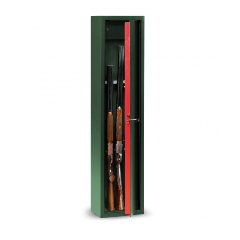 Armoire à Fusils 5 Armes TECHNOMAX avec Coffre Fort et Serrure à Clé Verte Armoire à Fusils 5 Armes TECHNOMAX avec Coffre Fort et Serrure à Clé Verte
