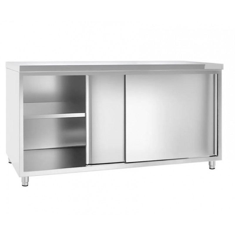 Meuble Bas Inox Professionnel 2 Portes Coulissantes sur Pieds Meuble Bas Inox Professionnel 2 Portes Coulissantes sur Pieds