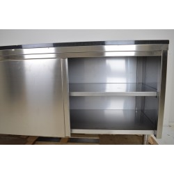 Meuble Bas Inox Professionnel 2 Portes Coulissantes sur Pieds 1600x600mm