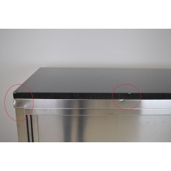 Meuble Bas Inox Professionnel 2 Portes Coulissantes sur Pieds 1600x600mm Avec Plan Granit Noir pas cher