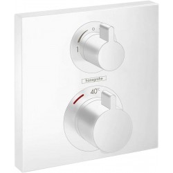 Façade Pour Mitigeur Thermostatique HANSGROHE Ecostat Square Avec Robinet d'Arrêt et Inverseur Blanc Mat