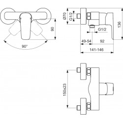 Mitigeur de Douche Mural IDEAL STANDARD Kheops - B0754AA