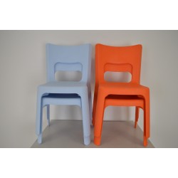 4 Chaises pour Enfant Lou T1 et T2 Hauteur d'Assise 29.5cm Orange et Bleu - 45319007 45319057
