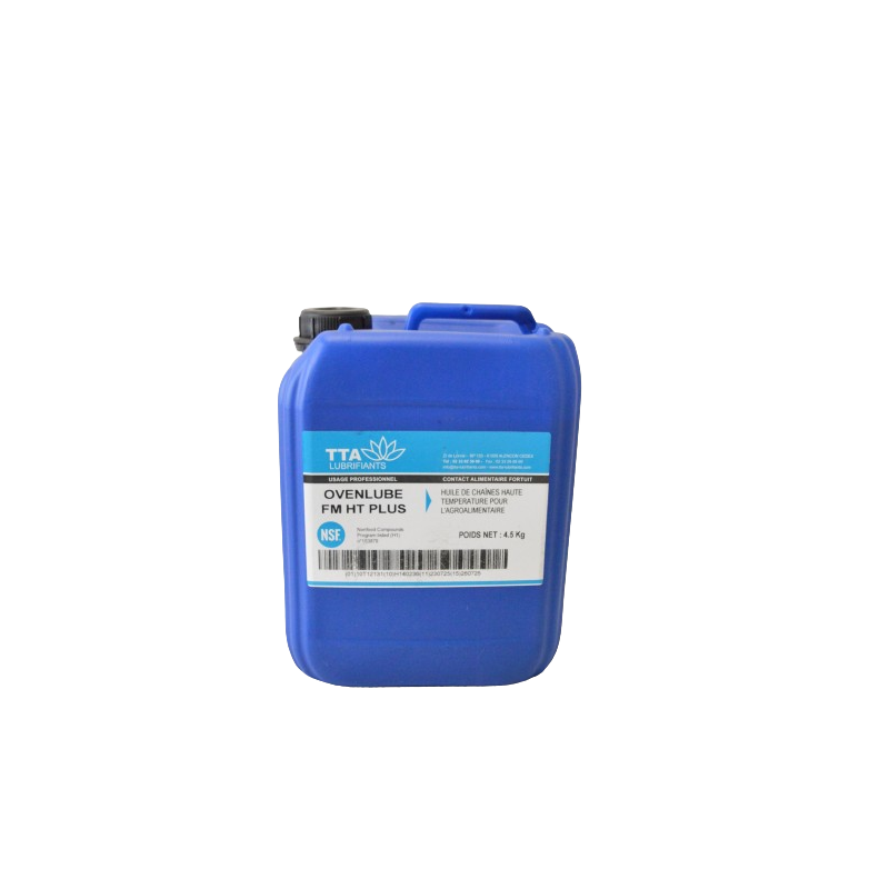 Bidon 4.5L d'Huile de Chaîne Haute Température NSF TTA Lubrifiants Ovenlube FM HT Plus Pour l'Agroalimentaire Bidon 4.5L d'Huile de Chaîne Haute Température NSF TTA Lubrifiants Ovenlube FM HT Plus Pour l'Agroalimentaire