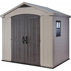 Abri de Jardin 4.68m² KETER Factor 8x6 + Plancher en Résine Beige et Marron