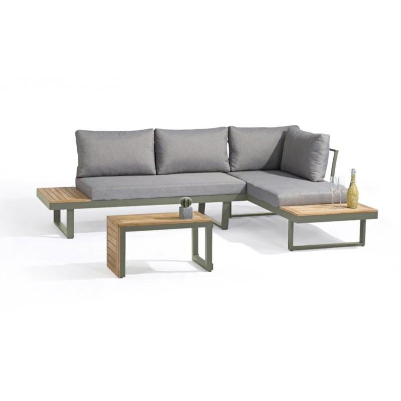 Salon Jardin Modulable 4 Places DCB GARDEN TOKYO En Bois d'Acacia et Aluminium Kaki Salon Jardin Modulable 4 Places DCB GARDEN TOKYO En Bois d'Acacia et Aluminium Kaki