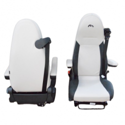 Paire de sièges pour Camping-car MOOVEO Gl Smart Siège Conducteur et Passager en Similicuir Blanc et Gris