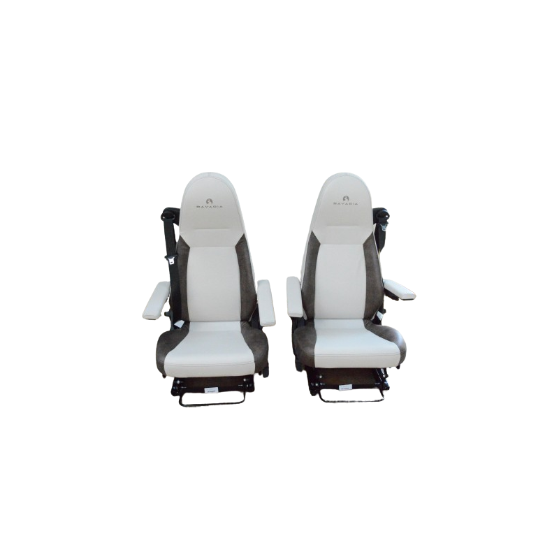 Paire de sièges pour Camping-car BAVARIA Gl Smart Siège Conducteur et Passager en Similicuir Blanc Marron Paire de sièges pour Camping-car BAVARIA Gl Smart Siège Conducteur et Passager en Similicuir Blanc Marron