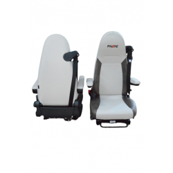 Paire de sièges Camping-car PILOTE Gliner Basic Siège Conducteur et Passager en Similicuir Blanc / Marron